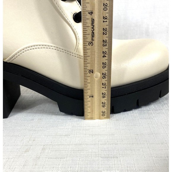 Nine West Combat Boots Platform Women's Size 10M Cream Black Lace Up Steam Punk - Picture 12 of 12